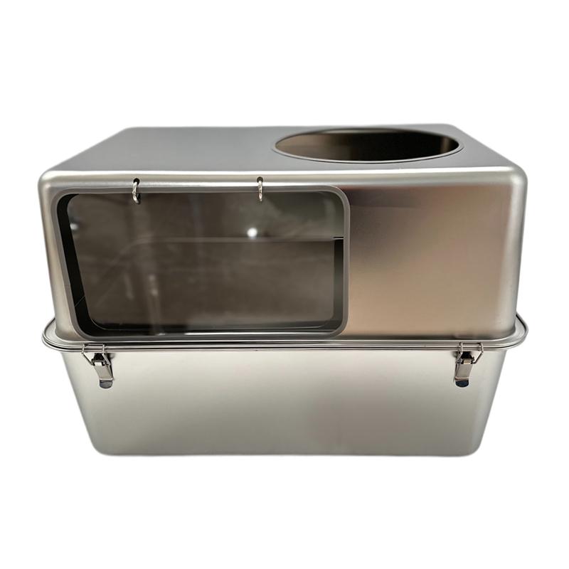 

Кошачий лоток из нержавеющей стали с боковым входом и верхним выходом 24x16x16 Inch серебряный