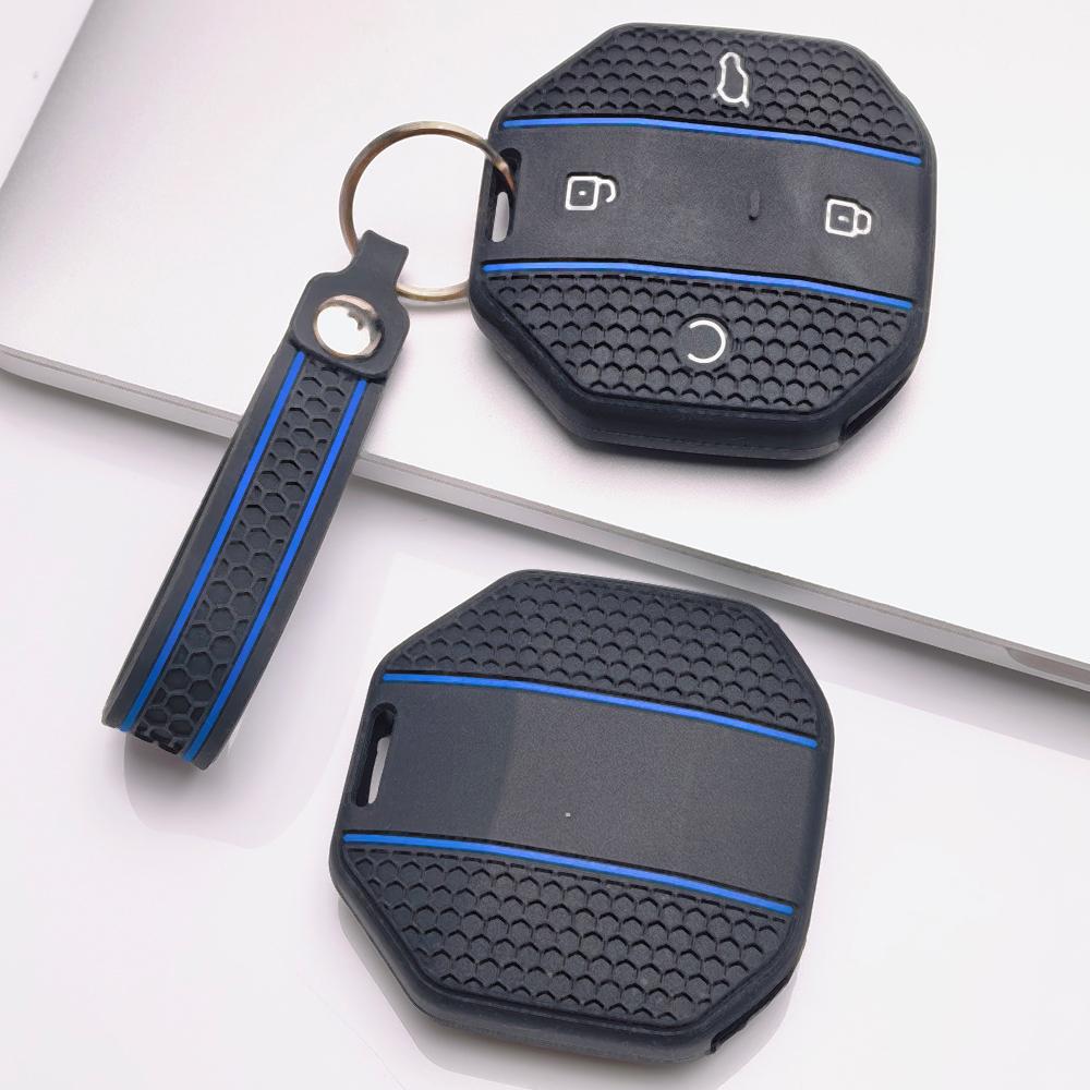 Silicone Smart Key Fob Cover for Chery JETOUR Freedom Traveler Tiggo 7 Pro with Keychain Honeycomb Texture Racing Stripe Smart Remote Key Protector