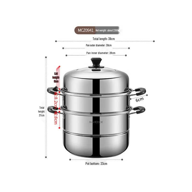 

Meichu 30cm 3-Layer High-Dome Lid Steamer Pot