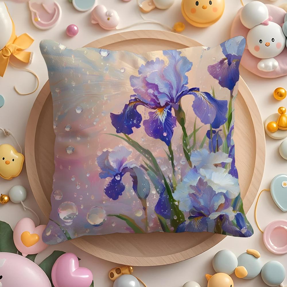

Iris flower Cushion Cover Home & Car Multi-Scene Pillow Cover - Reversible, Soft & Durable for Daily Use 30cmx30cm