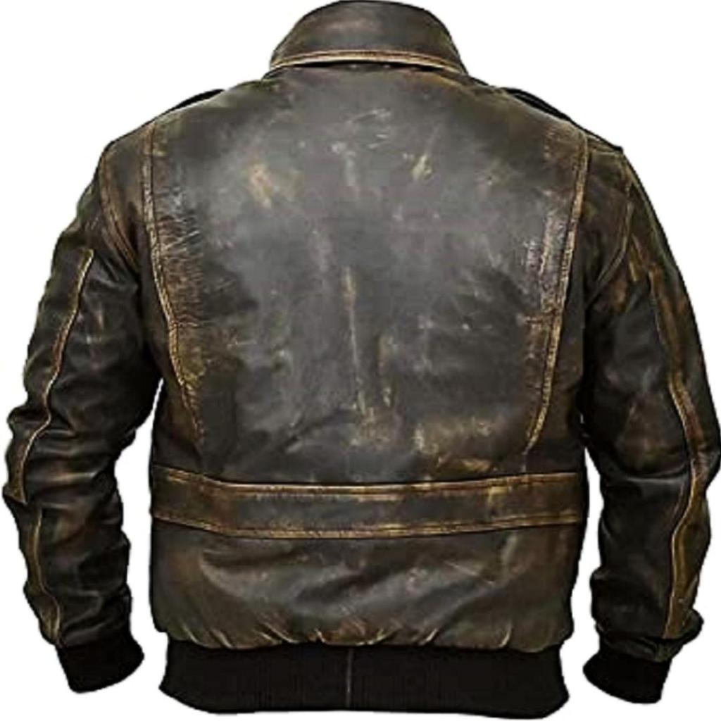 NOORA Men's Real Lambskin Distressed Brown Leather Jacket ST077