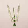 Hot Sale Emerald Water Drop Pendant Forehead Lace Women Elegant Fashion Multi-Layer Drill Head Chain Hair Accessories