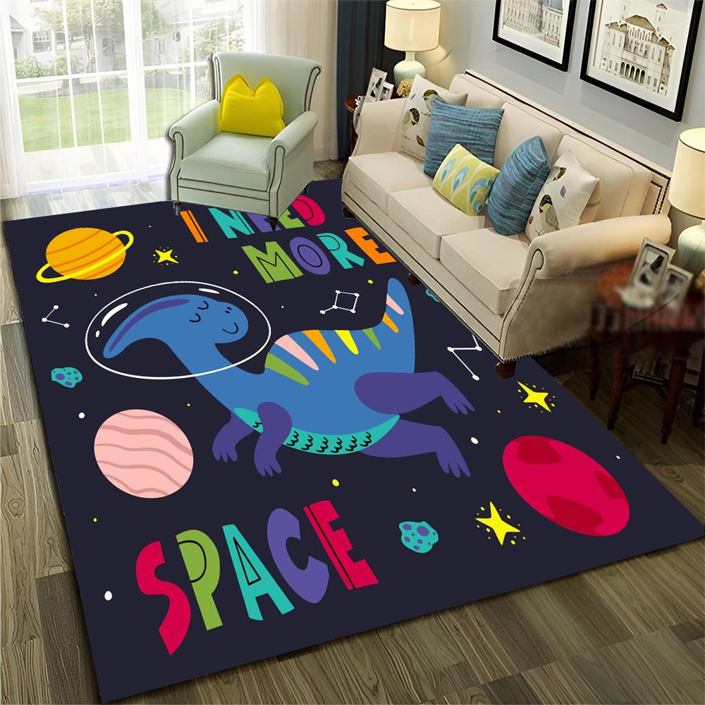 3D Cute Dino Dinosaur Space Cartoon Carpet Rug for Home Living Room Bedroom Sofa Doormat Decor,Child Area Rug Non-slip Floor Mat
