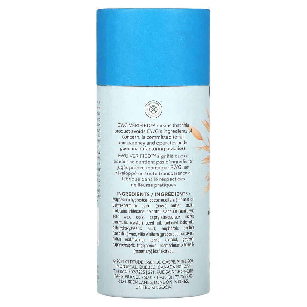 ATTITUDE Oatmeal Sensitive Natural Care, Deodorant, Unscented, 85g (3oz)