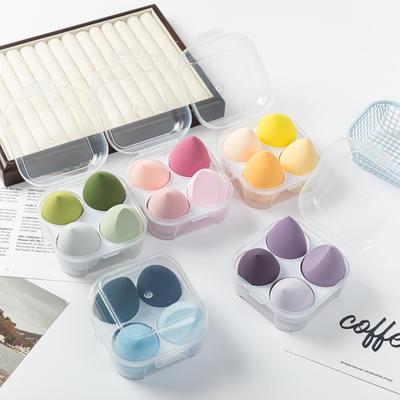 Ensemble de 4 éponges de beauté non absorbantes avec boîte de rangement pour application de maquillage humide et sec