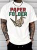 Unisex Summer Cotton Short Sleeve T Shirt Paper Folder Origami Crane Print Crew Neck Casual Loose Art Street Fashion Male Tee