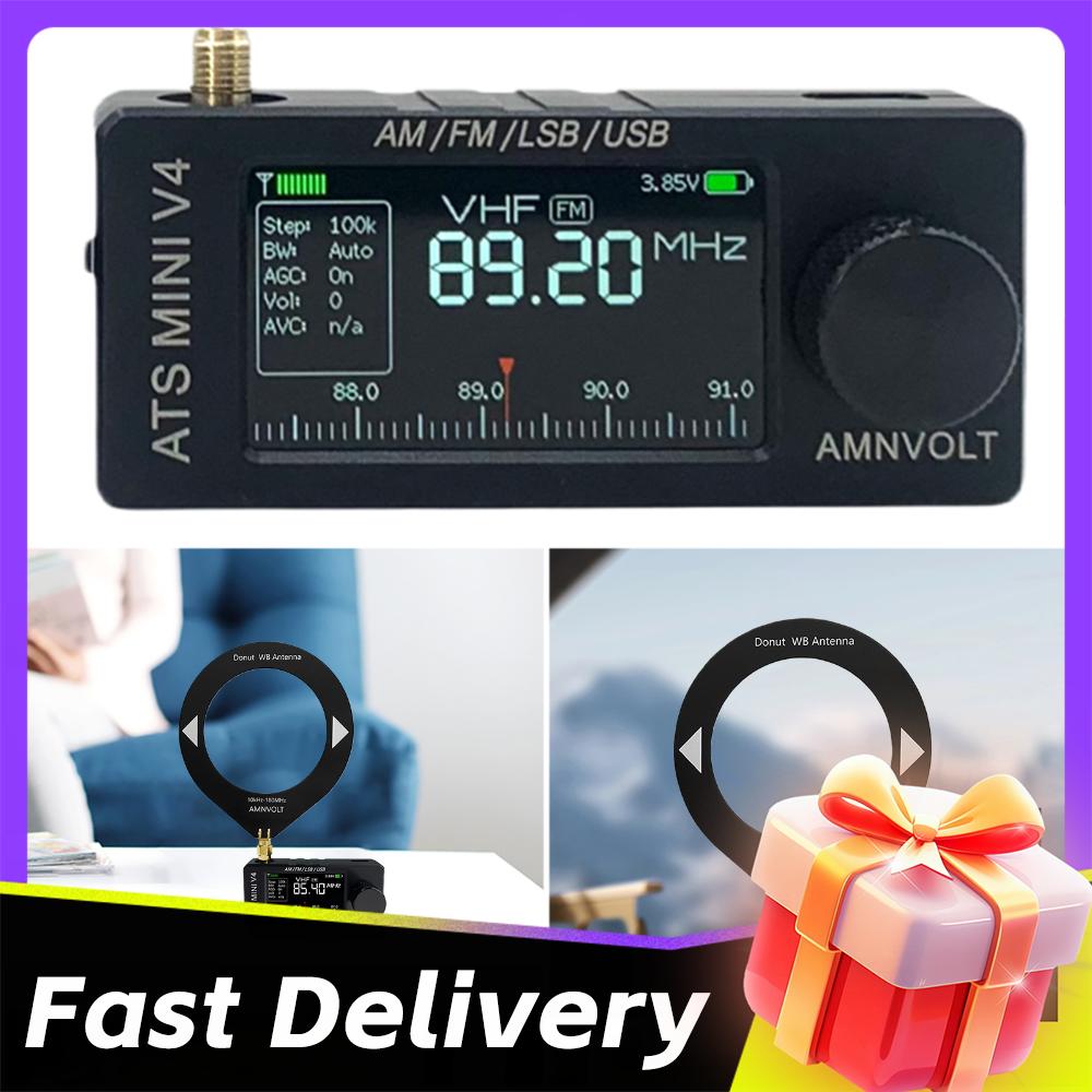 Portable AM FM Radio AMNVOLT V4 ATS MINI SI4732 All Band DSP Radio FM/AM/SSB/LSB/USB Receiver Built-in Headphone Amplifier