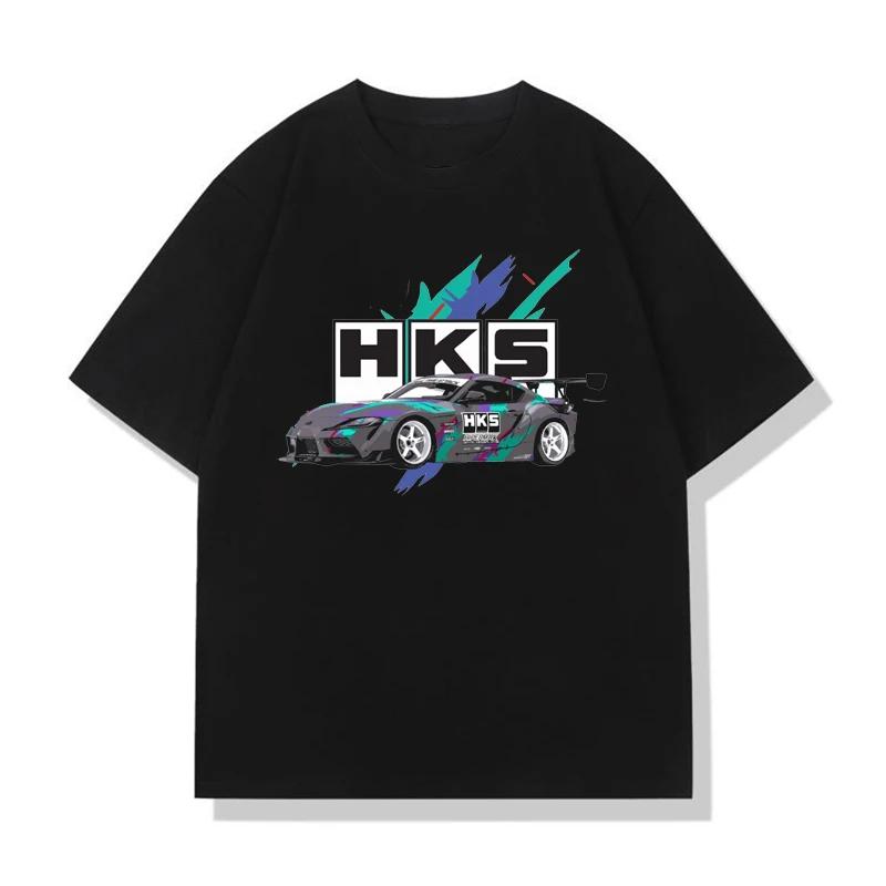 

Мужская и женская футболка с графическим принтом HKS, повседневная модная футболка в стиле хай-стрит Y2K, топ с коротким рукавом, летняя дышащая футболка свободного кроя XXXXXL чёрный