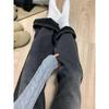 Women's Wide-Leg Black-Gray Velvet Jeans, High-Waisted and Plus-Size, Winter 2024 Style