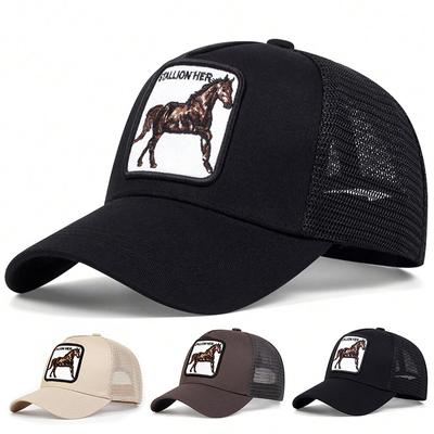Unisex Hästhingst Hennes Broderi Broderi Baseball Nät Kepsar Vår och Sommar Utomhus Justerbar Casual Hattar Solskyddshatt