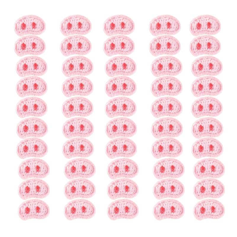 

50 шт. Рожеві Нашивки-Свинячі Носи для Пришивання Нашивками-Аплікаціями Маленькі Нашивки для Ремонту Вишиті Нашивки для Декору Сумки 1 рожевий