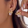 New Asymmetric Christmas Tree Candy Cane Stud Earrings For Women Crystal Zircon Star Bowknot Xmas Earring Holiday Party Jewelry