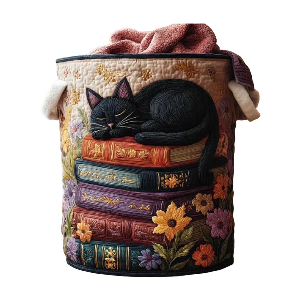 Quilted Laundry Storage Basket Medium Size 16X22 Inches Fabric Storage Bin with Handles for Clothes Toys and Household Items