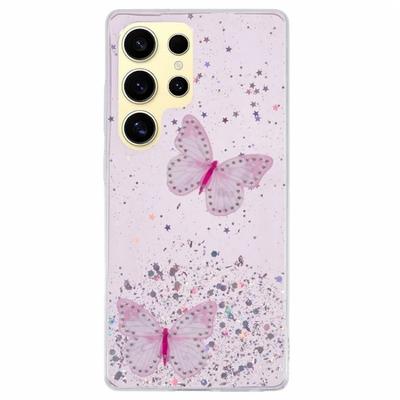 For Samsung Galaxy S25 Ultra TPU Case WANLONFENG AW Series PVC Butterfly Epoxy Phone Cover with HD Film