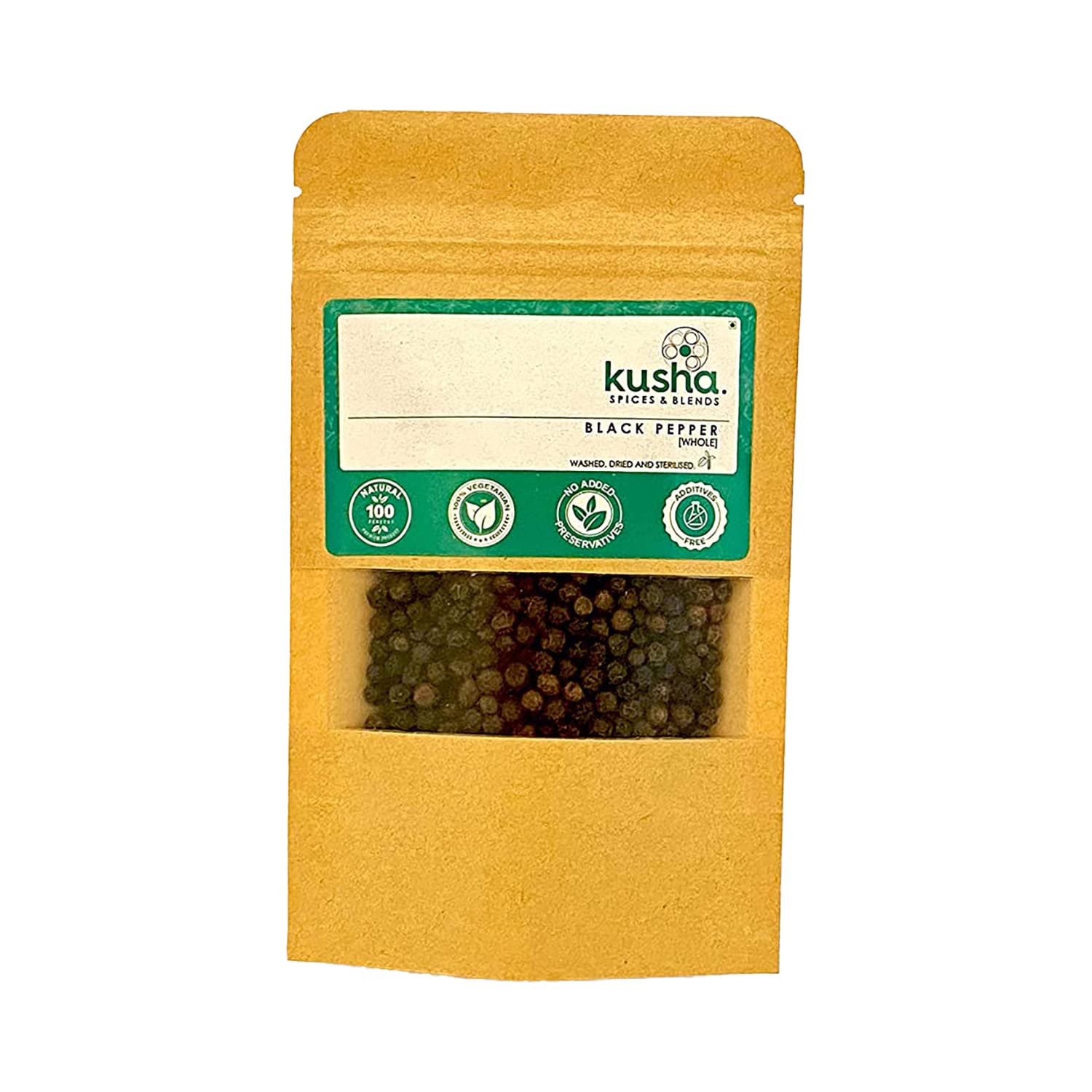 Kusha Spices Black Pepper (100g) | Kali Mirch | Natural | Ozonized | Fresh | Hand Sorted | Bold | Heavy | Organic | From Wayanad, Kerala | Strong