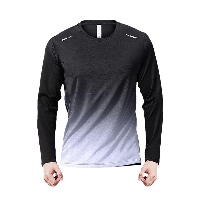 Men's Quick-Dry Ice Silk Long-Sleeve Fitness T-Shirt for Autumn/Winter - Lightweight Sports & Running Wear