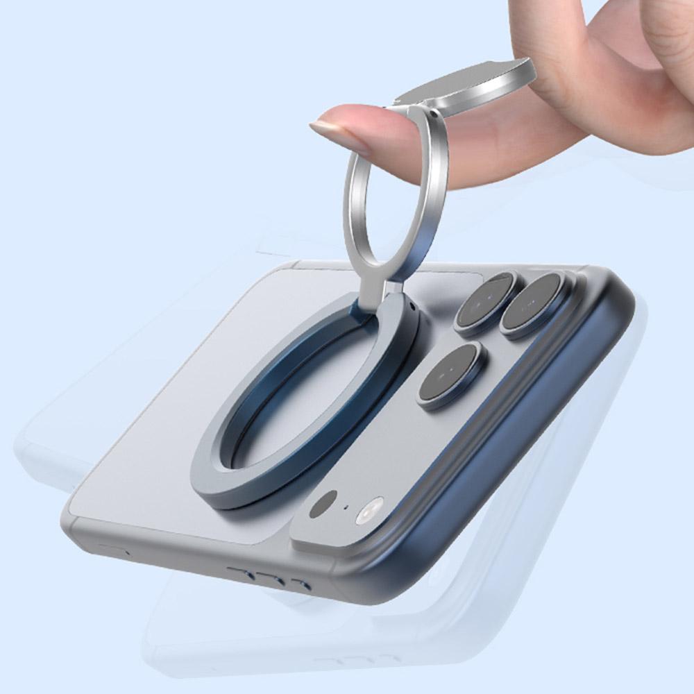 Magnetic Phone Ring Holder Grip with Dual-Side Magnets Triple Folding Zinc Alloy Kickstand