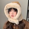 Cute Versatile Lei Feng Hat for Women's Windproof and Cold Riding Plush Versatile Balaclava Hat Ear Protection and Warm Hat