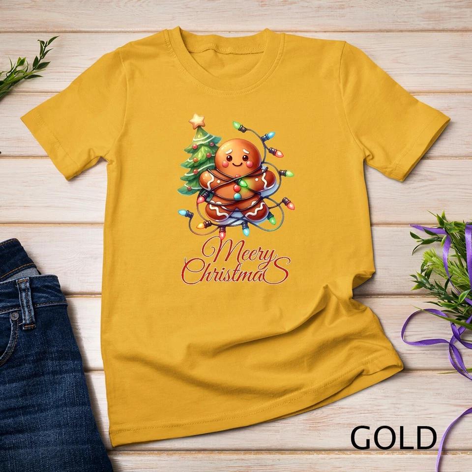 Adorable Gingerbread Celebrating Christmas #2 Funny Christmas Unisex T-shirt 6 M