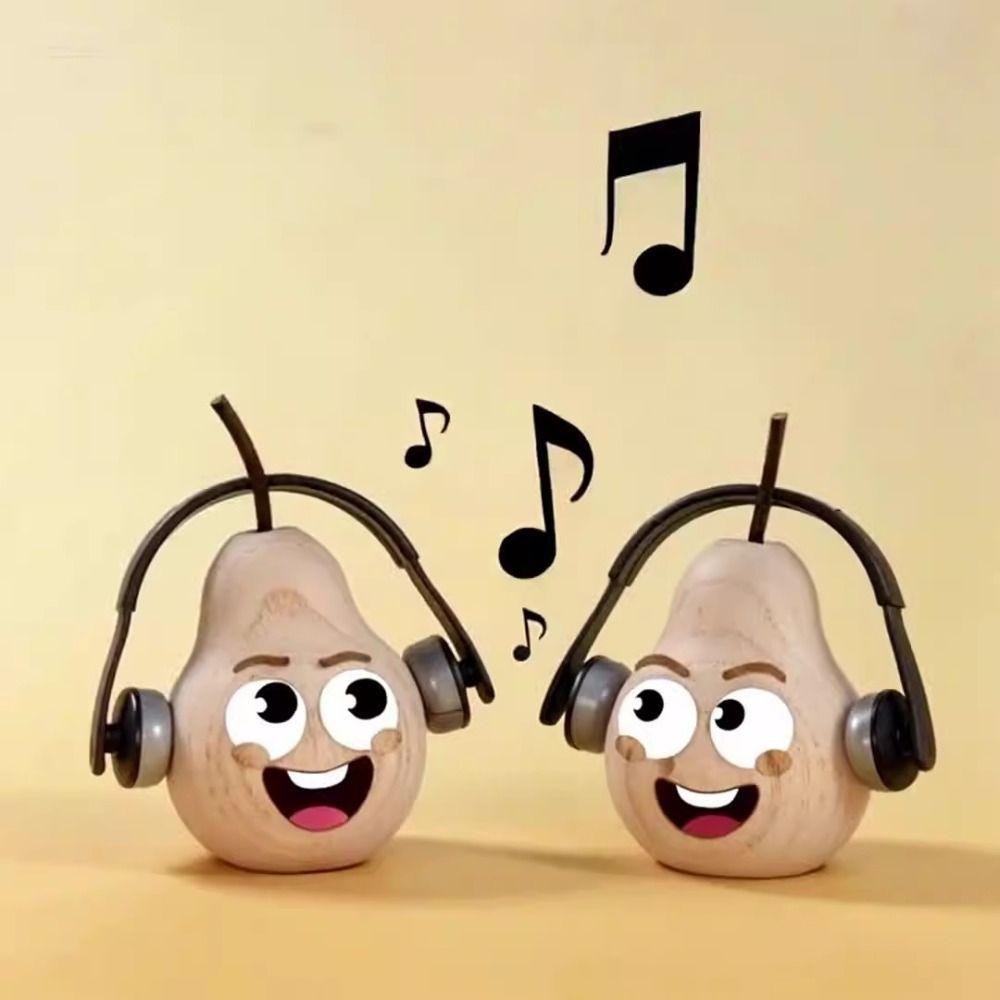2pcs Handmade Artificial Pear Sculpture Cute Perfume Diffuser Wood Pear Statue Desktop Decoration
