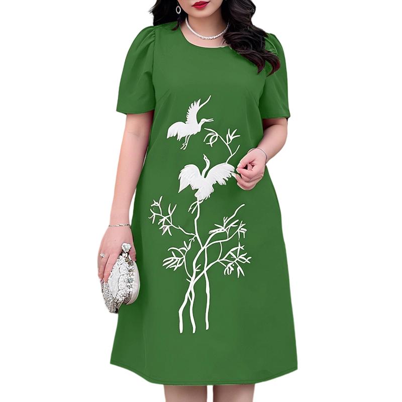 

ZANZEA Women Casual O-neck Short Sleeve Loose Print Dress 4XL