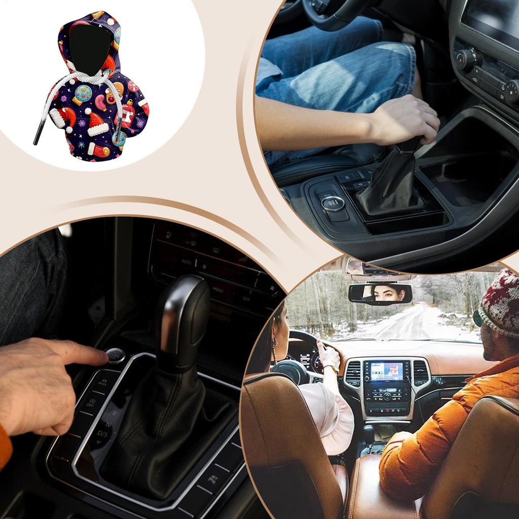 Bluza z kapturem ze zmianą biegów Świąteczna Mała Pokrowiec na gałkę zmiany biegów Zabawny ochraniacz na Święta Urodziny Podróżowanie Jazda Zimowe Wycieczki Drogowe