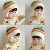 Soft Striped Rainbow Hat Korean Beanie Cap Colorful Baby Knitted Hat  Boys Girls
