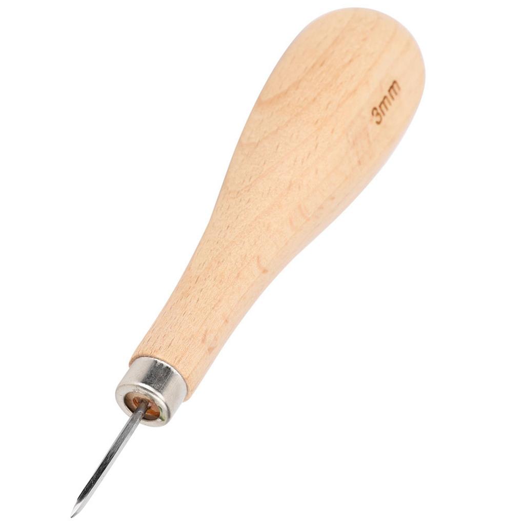 Rhombus Awl Steel Cone Punching Leather Tool Beech Handle Diamond Point Awl less than br more than