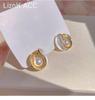 S925 Silver Stud Earrings, Korean Design with Pearl and Drip Oil, Women's High-End Influencer Style