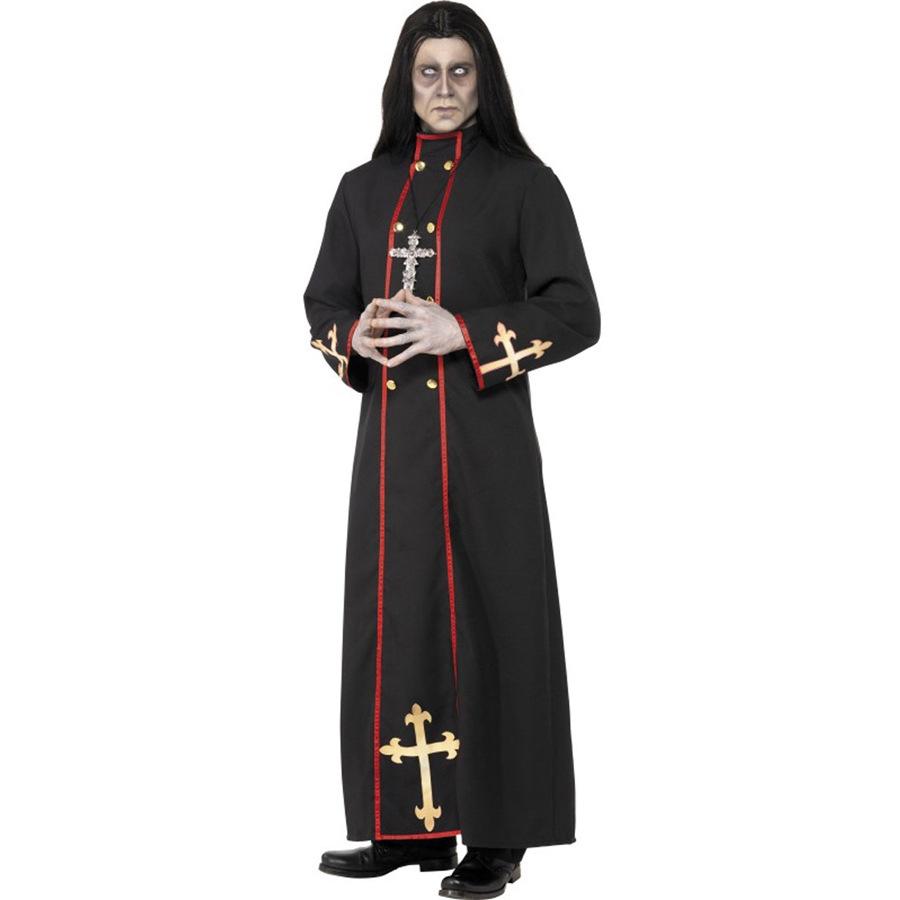Halloween men's priest costume, men's holiday priest costume, medieval role-playing costume