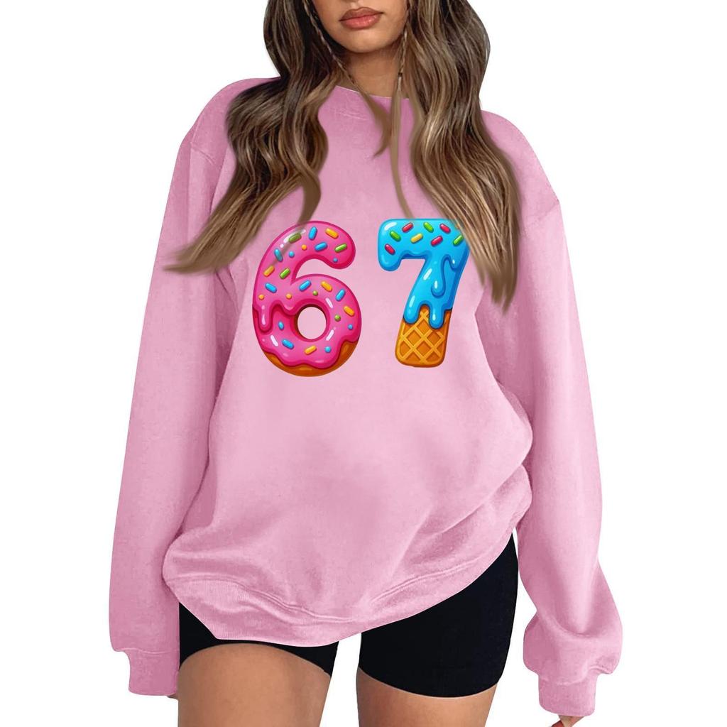 Women's Fashionable Casual Long-Sleeved Round-Neck Printed Pullover Sweatshirt