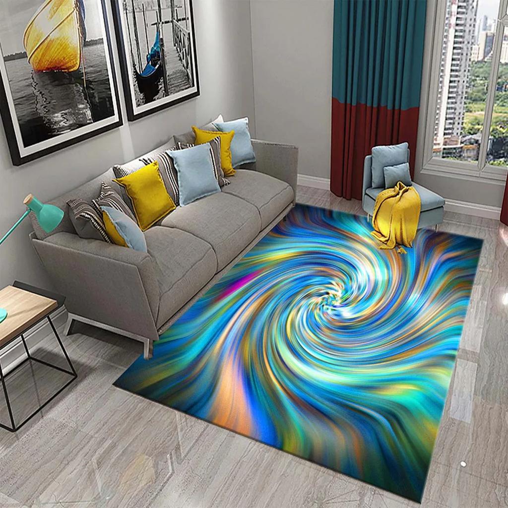 Bunte Flüssigkeitswirbel Teppich Psychedelisches Vertigo Thema Teppiche für Wohnzimmer Schlafzimmer Teppiche Badezimmer Eingangstürmatte Heimdekor