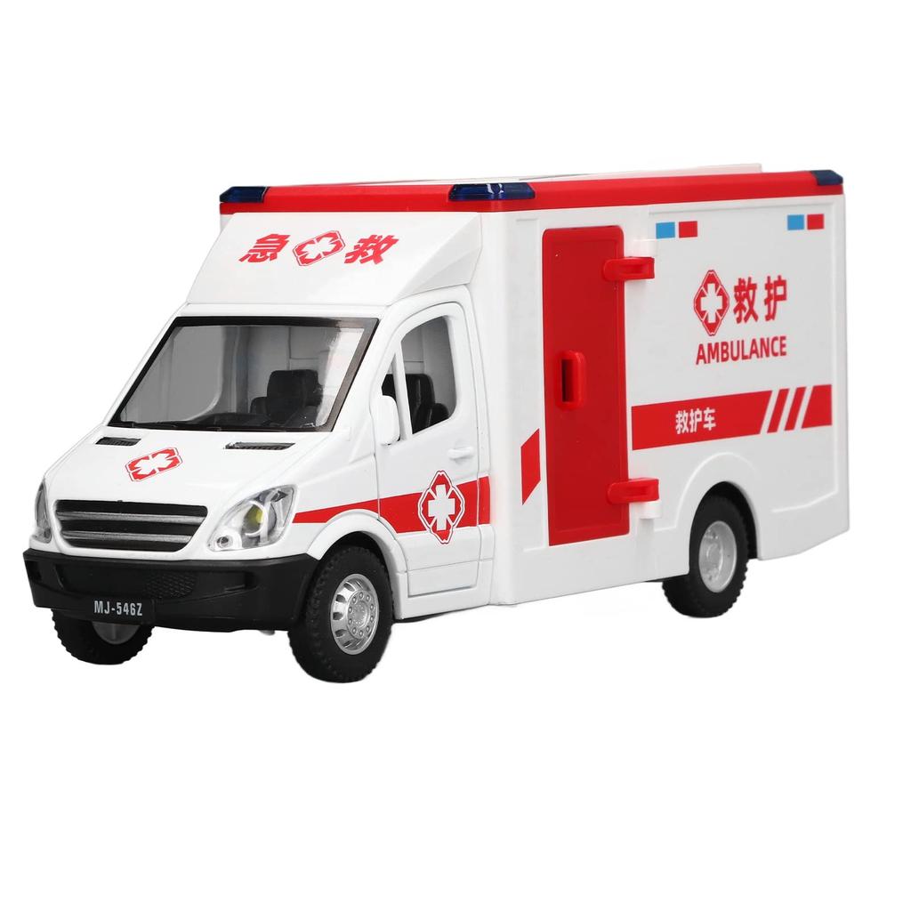 Ambulance Toy Rescue Ambulance Friction Powered Light and Sound Kids Toy Car Emergency Vehicle Push Pretend Play
