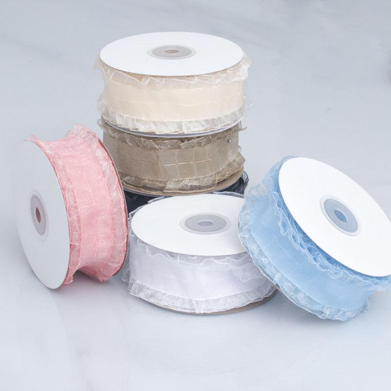 Elegant and Exquisite Lattice Polyester Chiffon Ruffled Skirt Ribbon Diy Bow Hair Braiding Decorative Gift Binding Ribbon Crafts Making Ribbons