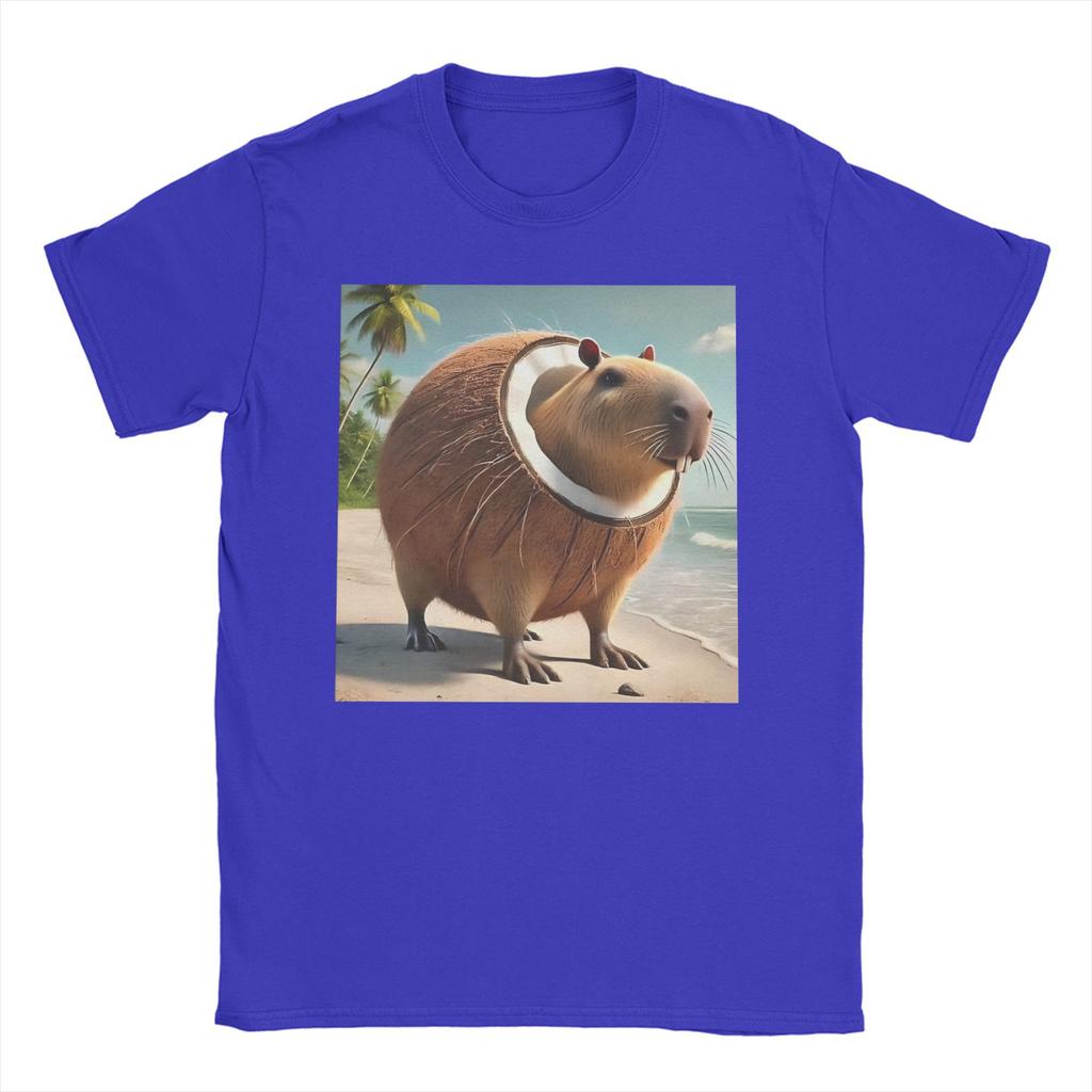 Leisure Italian Brainrot Meme T-Shirt Men Crewneck Cotton T Shirt  Capybara Capybarello Cocosini Short Sleeve Tee Shirt