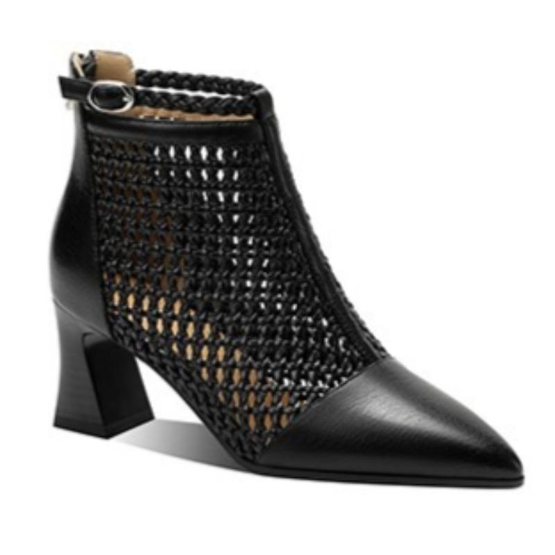 Fashion The New Summer Style of Hollow Thick-heeled and High-heeled Breathable Mesh Boots Goes Well with Versatile Mesh Ankle Boots