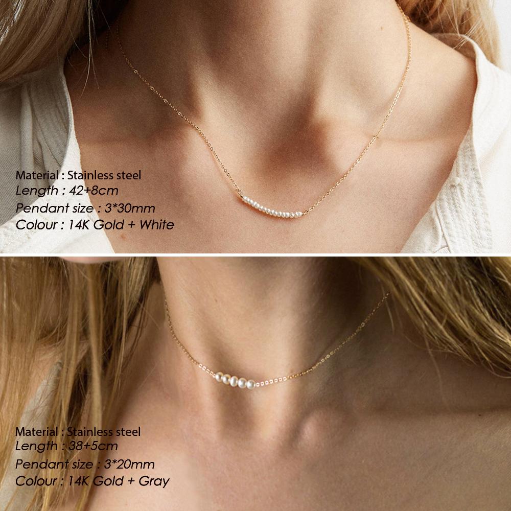 EManco Imitation Pearls Pendant Choker Necklace for Women, Gold Stainless Steel Necklace, Gift, ,