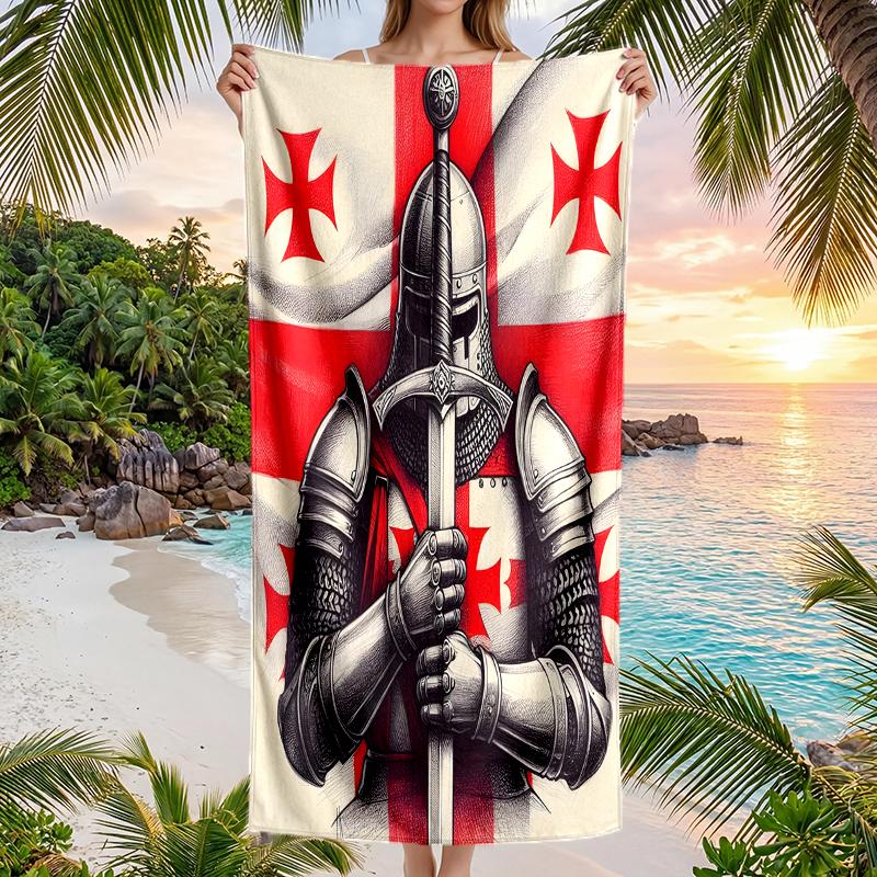 Cross Templars Knight Fashion Beach Towel: Ideal for Summer Adventures Soft, Absorbent and Quick Drying Suitable for Swimming and Bathing