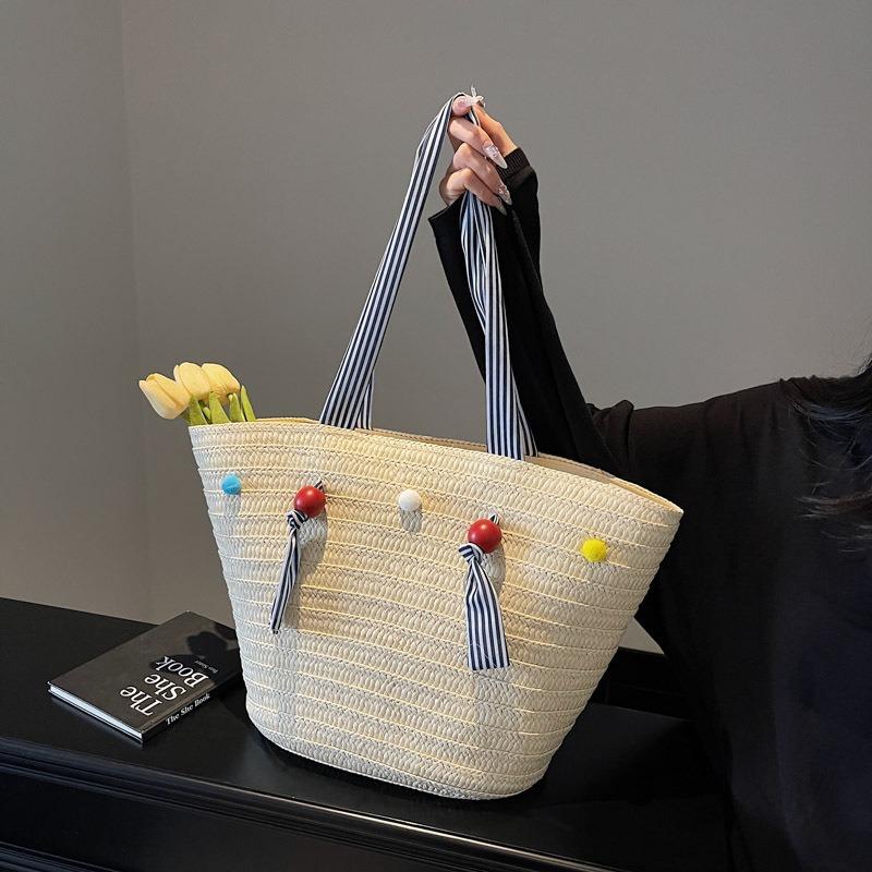 New cute ball straw bag fashion seaside vacation wind tote woven bag large capacity beach bag