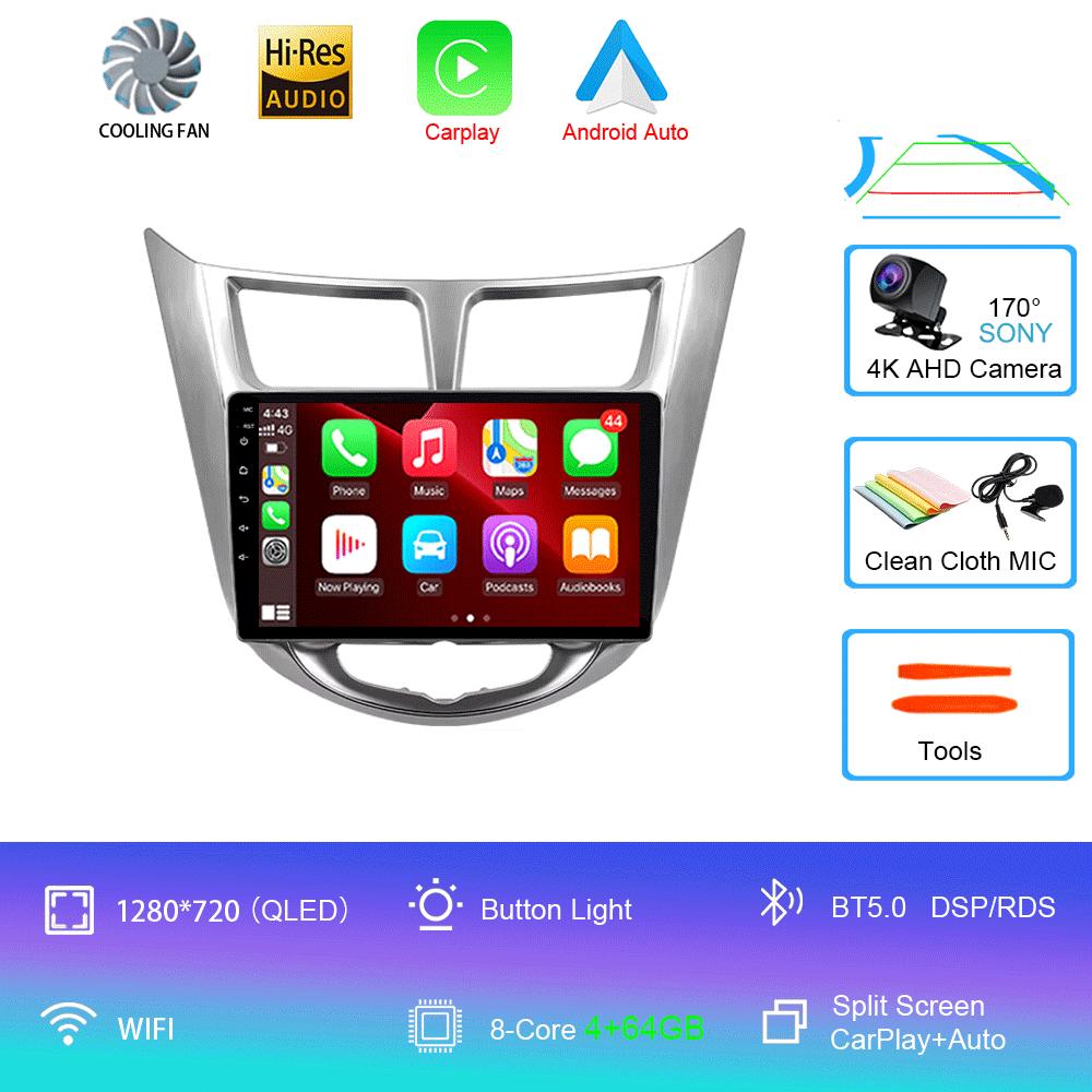 Android14 Carplay Auto For Hyundai Solaris Verna Accent 1 2010 2011 2012 2013 -2016 Multimedia Player Car Radio DSP Stereo 2 Din