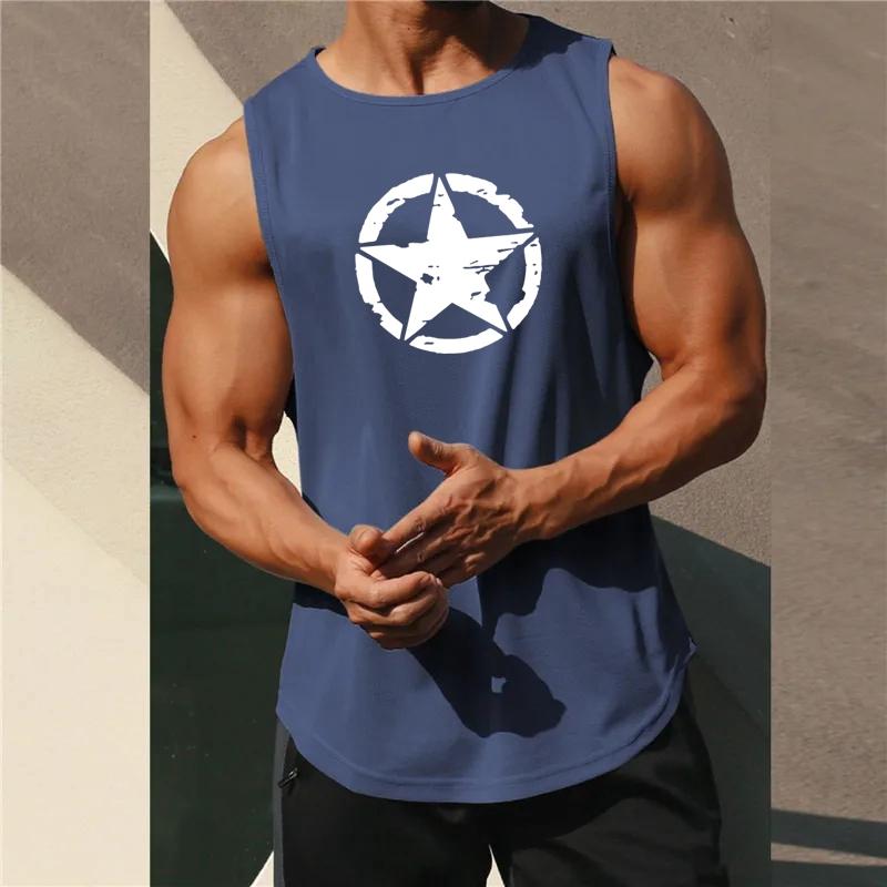 New Fashion Pure Polyester Sleeveless Shirt Vest Men's Fitness Shirt Men's Undershirt Bodybuilding Exercise Fitness Vest Fitness Men