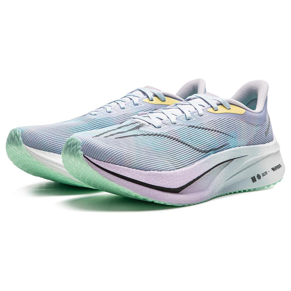 New LINING Feidian 4 Challenger Running Shoes Men Low Top Light Mist Purple/Vero Rose Purple/Fluorescent Ice Cyan ARMU005-13