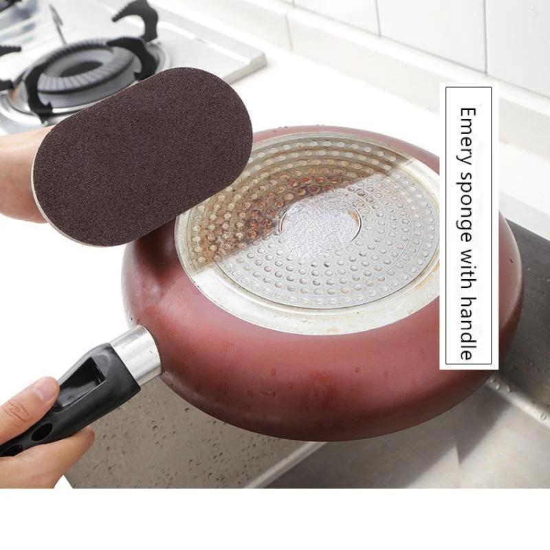 1/2/3PCS Sponge Kitchen Pot Brush with Handle, Rust Cleaning Tool Sink Pot Dish Scrubber Bathroom Decontamination Cleaning Brush
