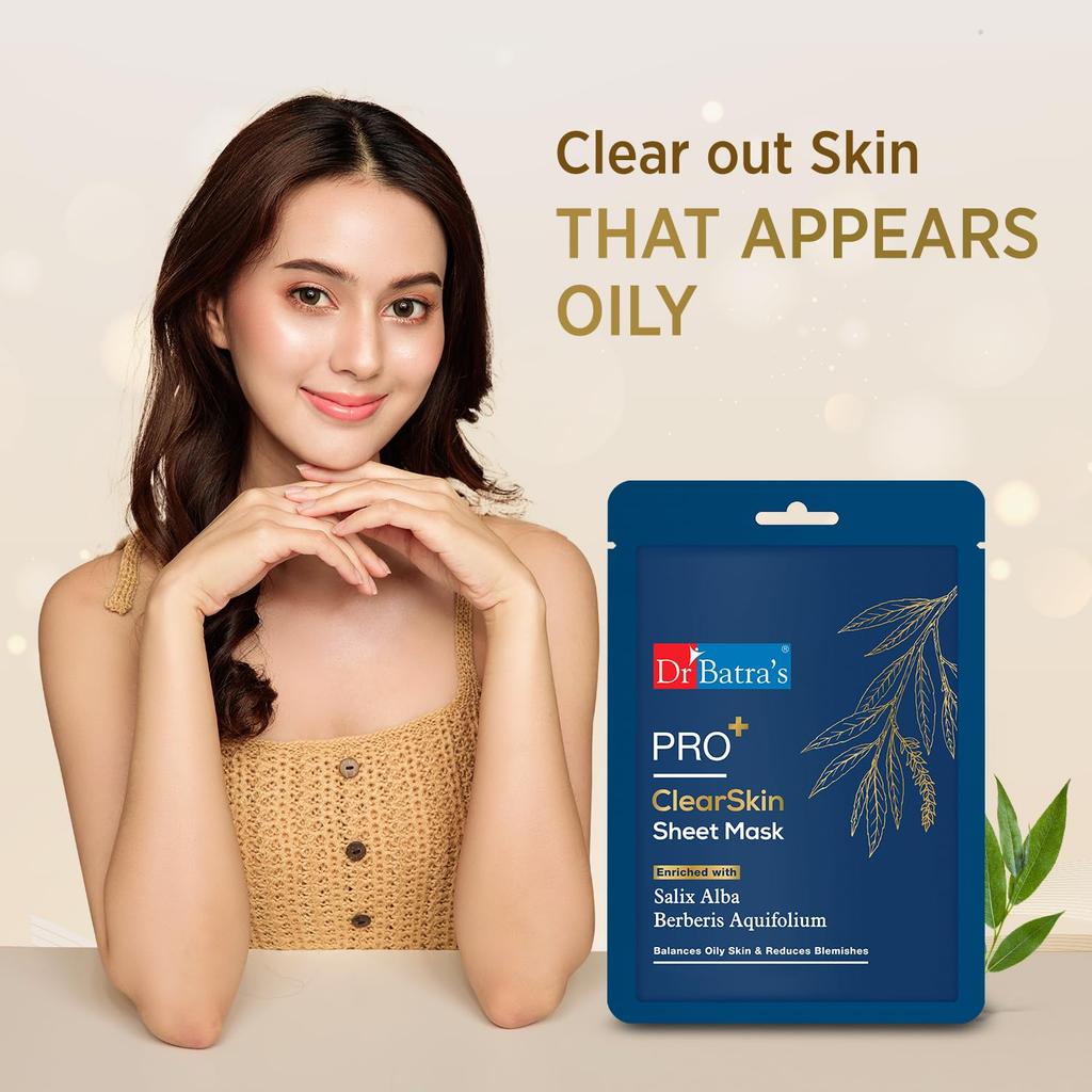 Dr. Batra's PRO+ Clear Skin Tuchmaske 25 g Einzelpackung Feuchtigkeitsspendende Gesichtsmaske Für Alle Hauttypen Männer Frauen Tägliche Anwendung