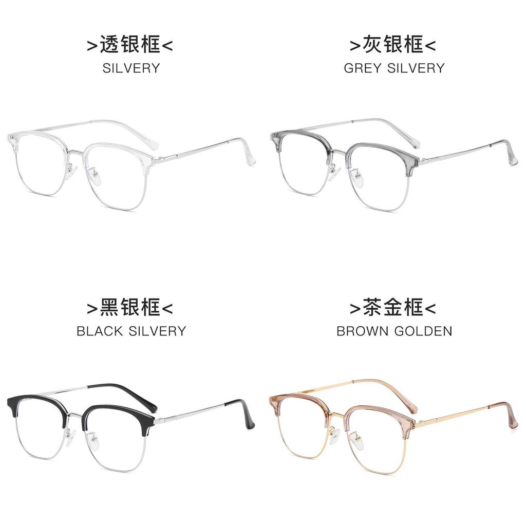 Business Style Half Frame Blue Light Blocking Glasses For Men Women With Pc Lenses For Casual Wear