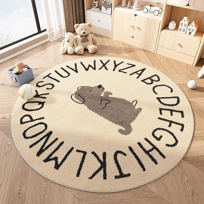 Cartoon Style Bedroom Decor Plush Carpet Home Fluffy Soft Floor Mat Cute Round Carpets for Living Room Thick Non-slip Lounge Rug