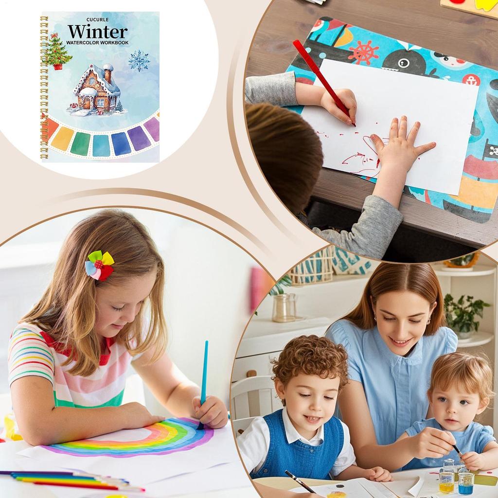 Portable Watercolor Painting Book Coloring Craft Supplies with Paints Beginner's Practice Book For Painting Kids Graffiti Drawin