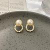 Amber Coffee French Retro Luxury Earrings - Women's Elegant Studs with Niche Design