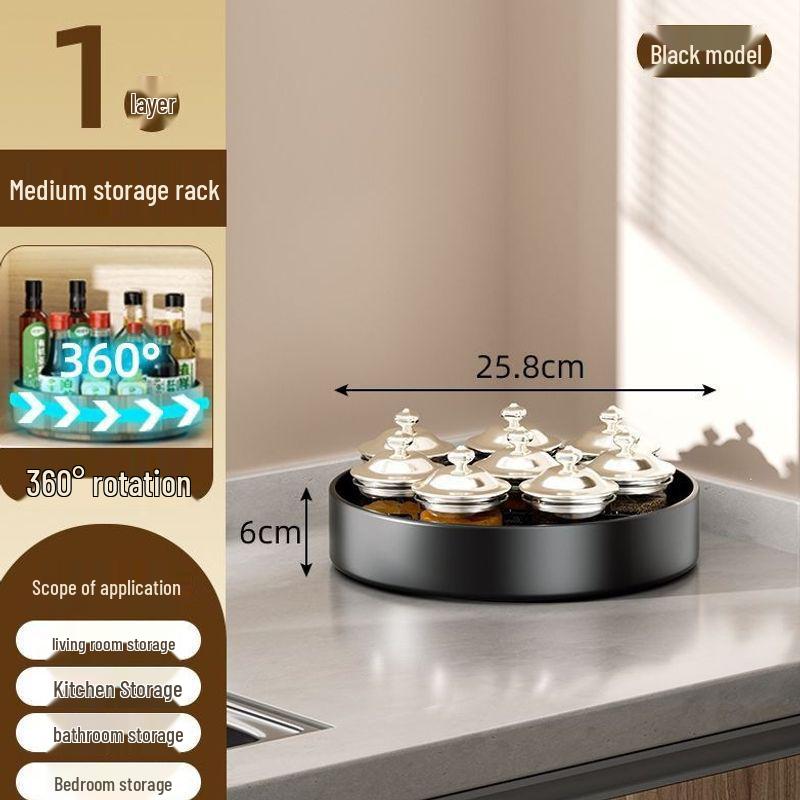 Rotating Kitchen Spice Rack: Stainless Steel Tray for Oil, Salt, Soy Sauce, Vinegar, and Seasonings