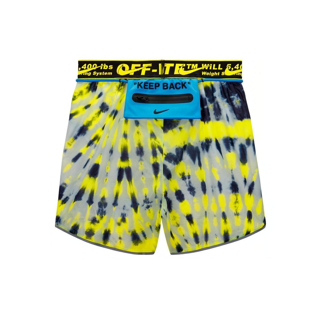 Nike X OFF-WHITE Tie Dye Casual Sport Drawstring Shorts Women Bottoms Fluorescent-Yellow CK4809-702